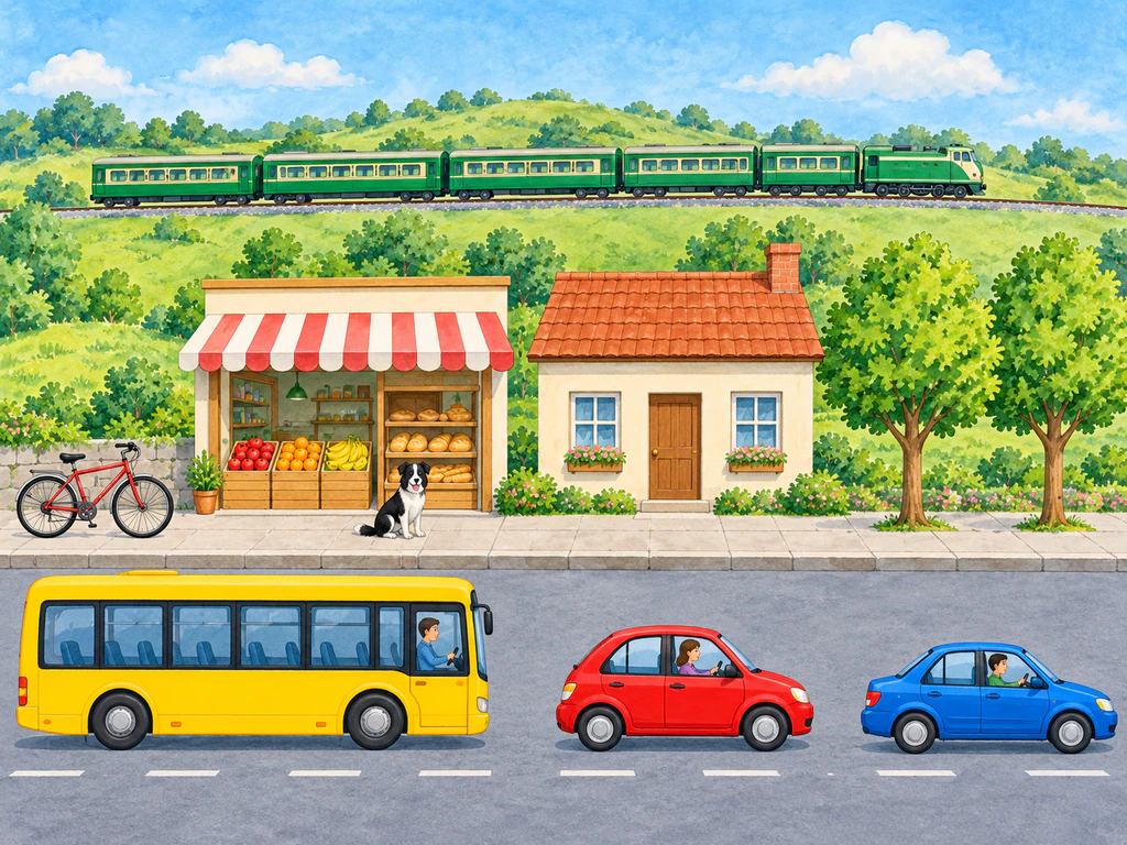 A Bus and Two Cars