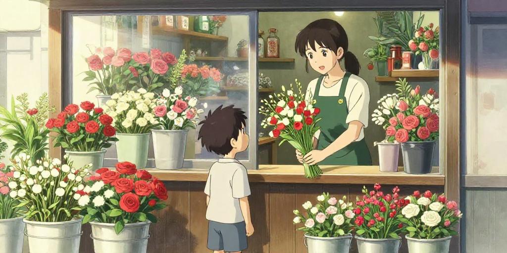 お母さんに花を