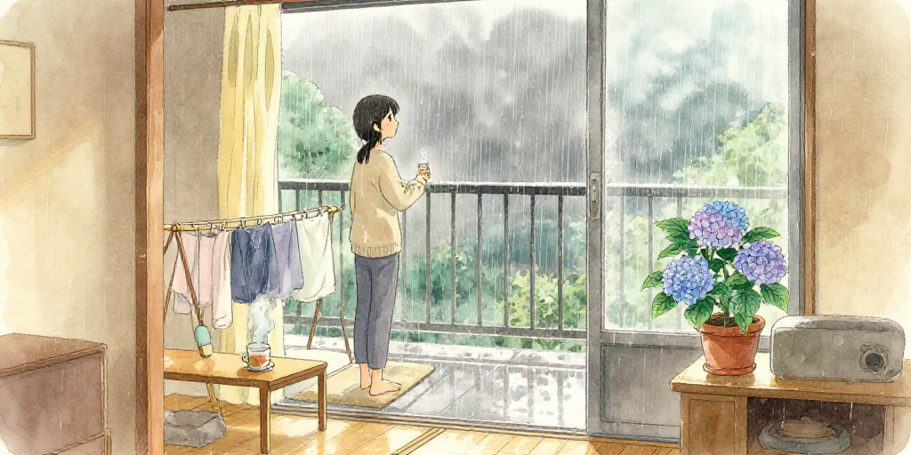梅雨の窓