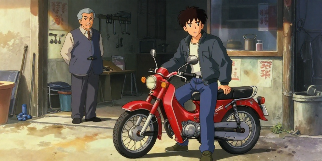 赤いオートバイ