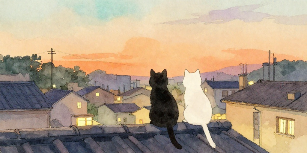 夕方の屋根