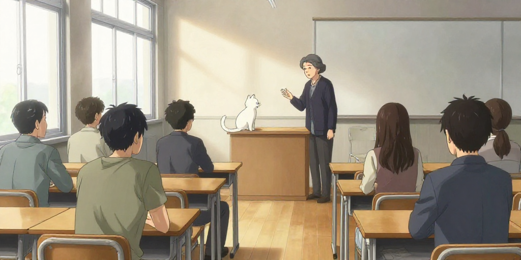 先生と白い猫