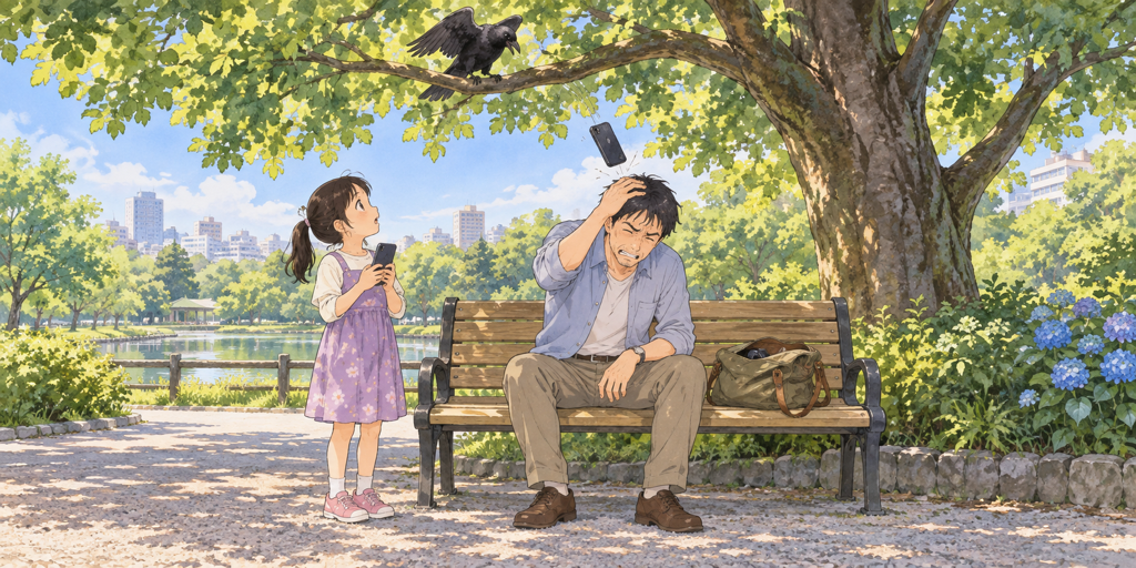 木の上のスマホ