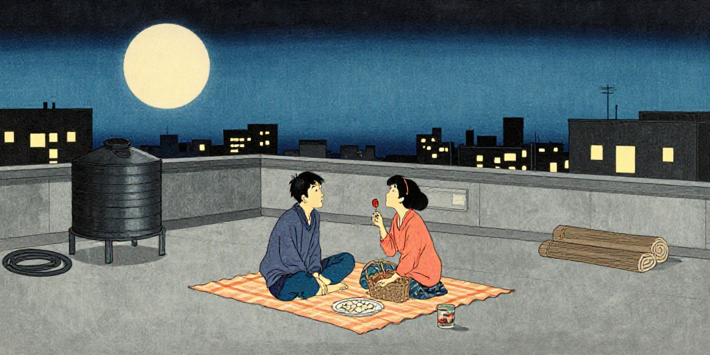屋上の十五夜