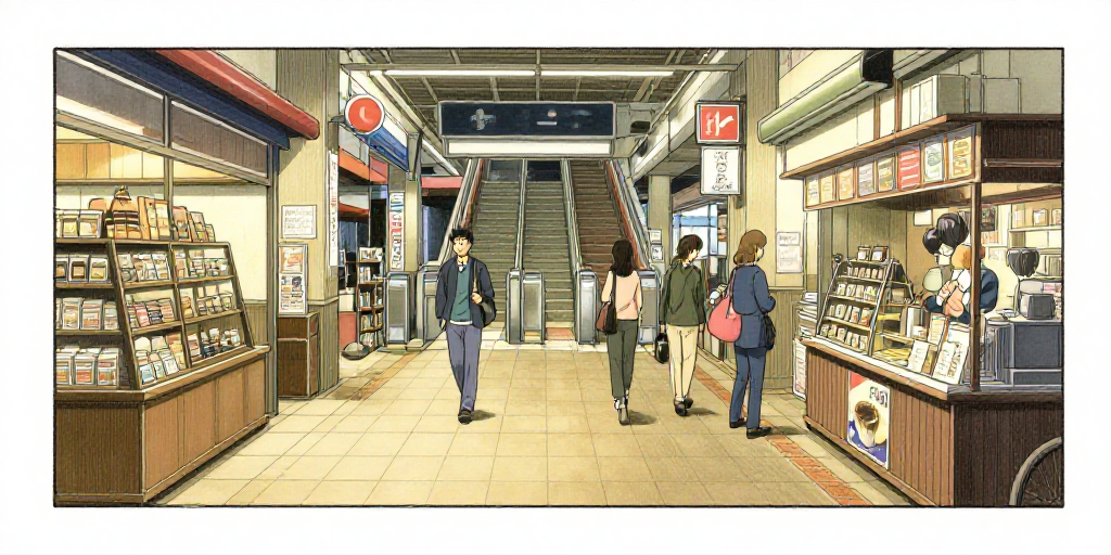 改札の中の商店街