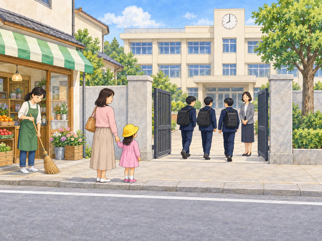学校の 前