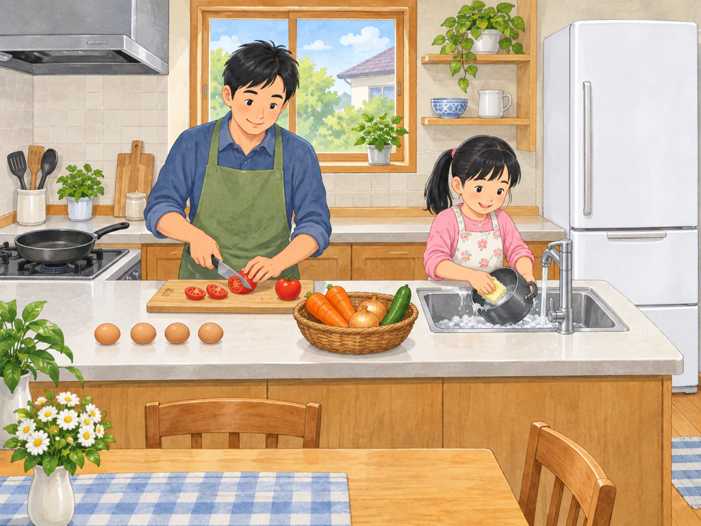 台所で 料理