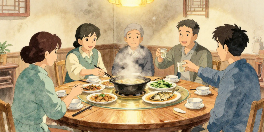 在饭桌上